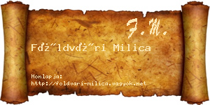 Földvári Milica névjegykártya